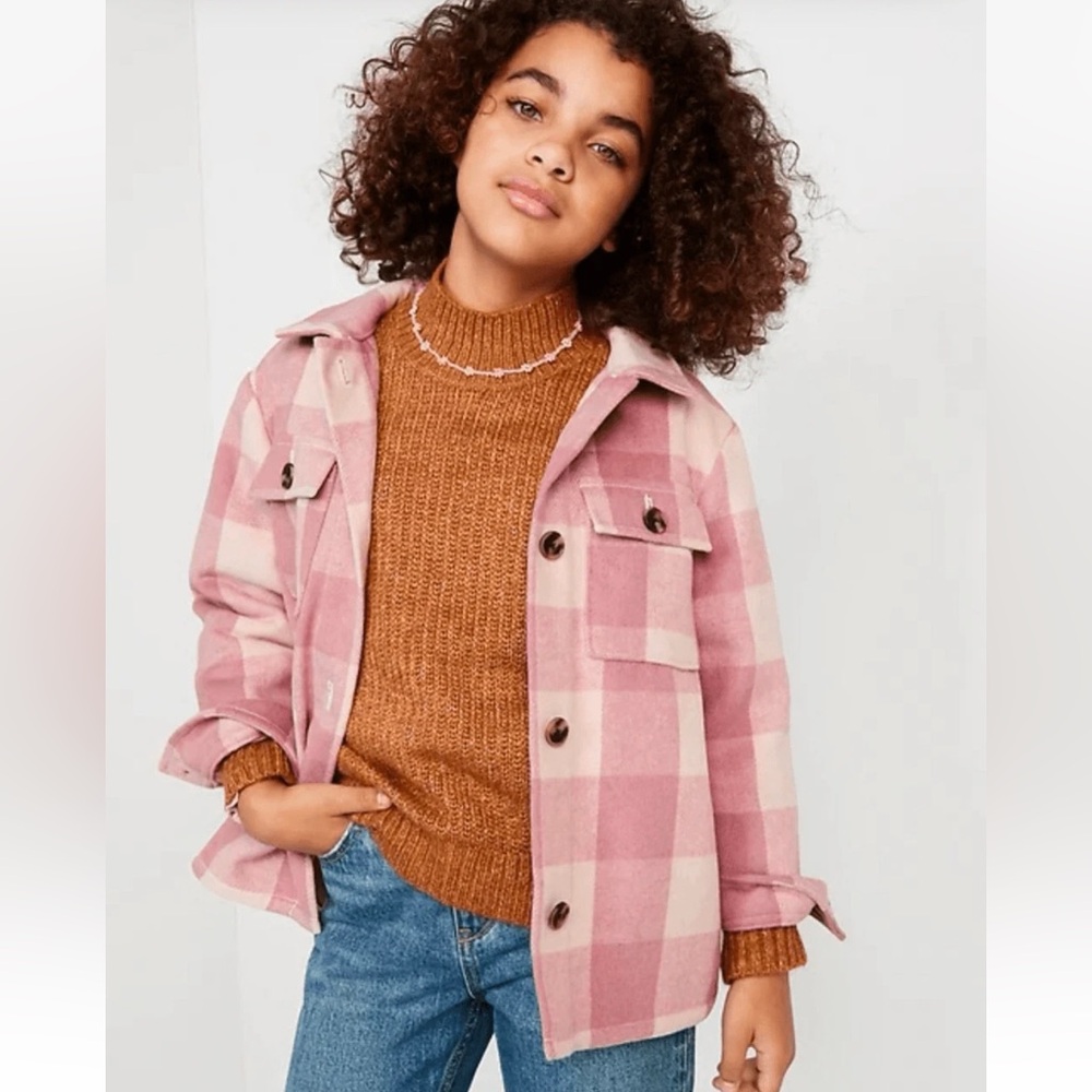 Old Navy Pink and Cream Plaid Shacket